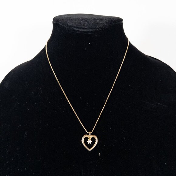 Jewelry - Dainty Heart with Rhinestone Gold Necklace